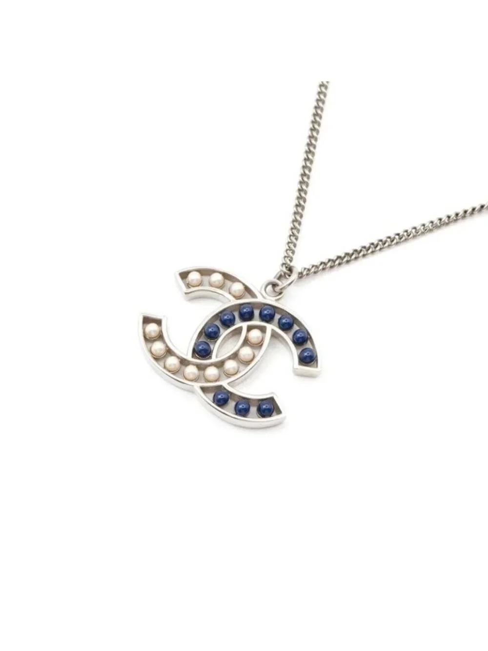 Chanel GP Silver Navy Coco Mark Pearl